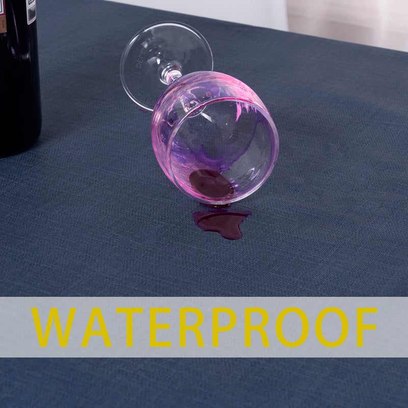 sancua 100% Waterproof Rectangle PVC Tablecloth - 60 x 84 Inch - Oil Proof Spill Proof Vinyl Table Cloth, Wipe Clean Table Cover for Dining Tables, Buffet Parties and Camping, Greyish Blue - Image 5